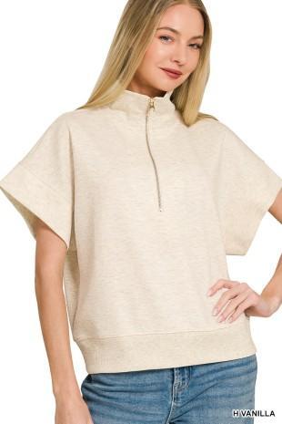 Scuba High Neck Half Zip Short Sleeve Pullover