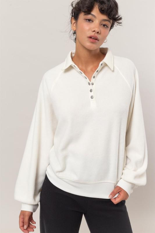 Collared Half-button Sweatshirt