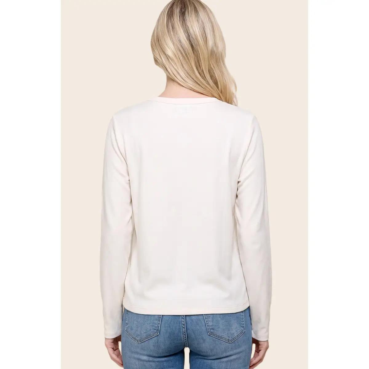Inner Brushed Basic Solid Jersey Top