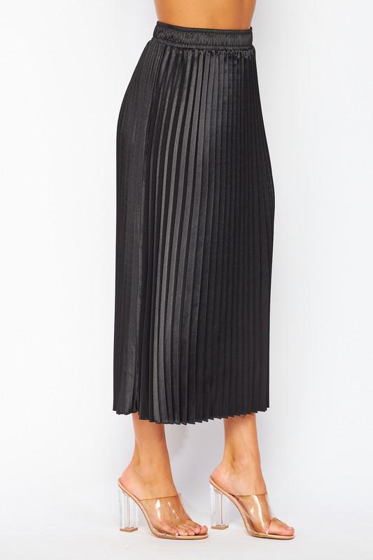 Satin Pleated Maxi Skirt