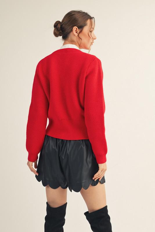 Flower Patch Accent Sweater Cardigan