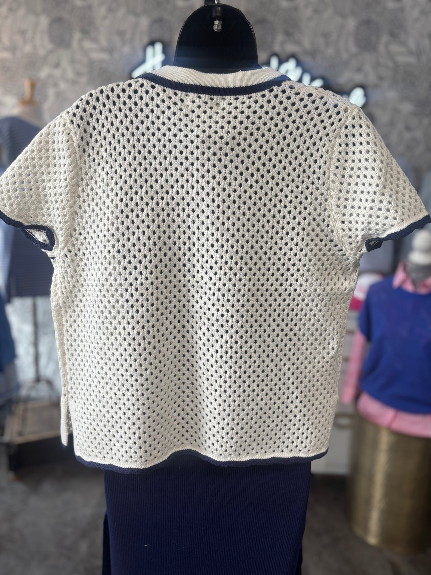 Crochet Knit Short Sleeve Cardigan
