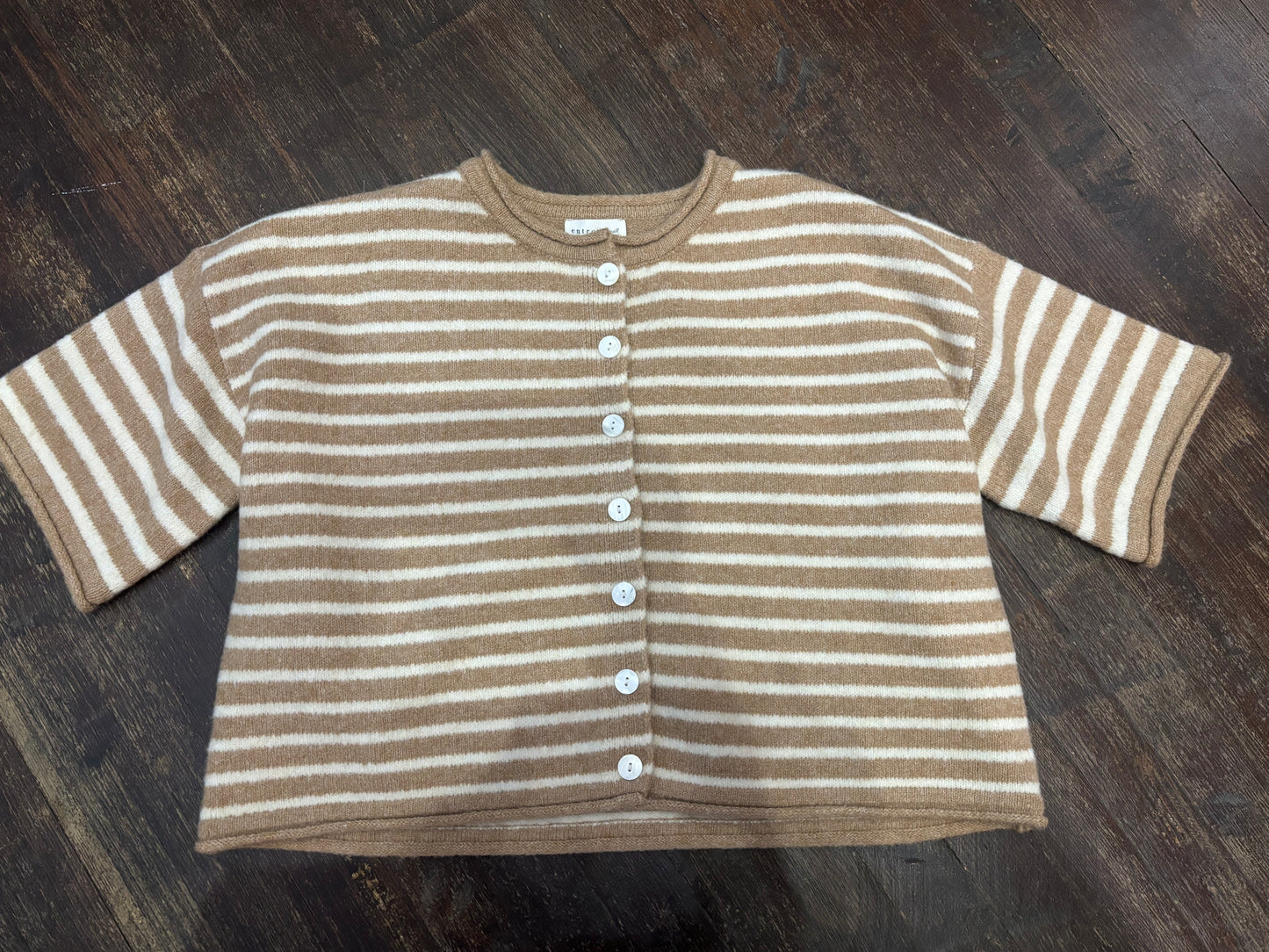 Sand Stripe Short Sleeve Cardi