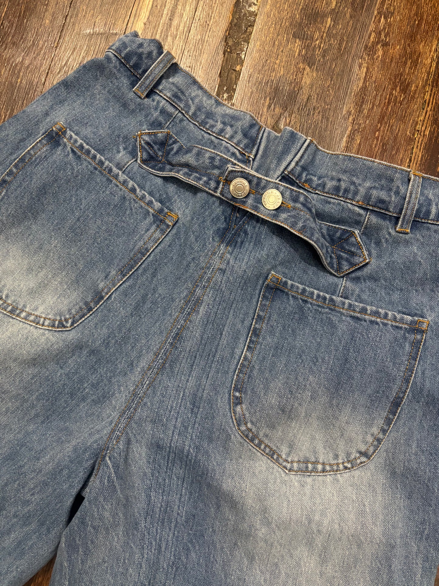 Pleated Front Cuff Denim Jeans