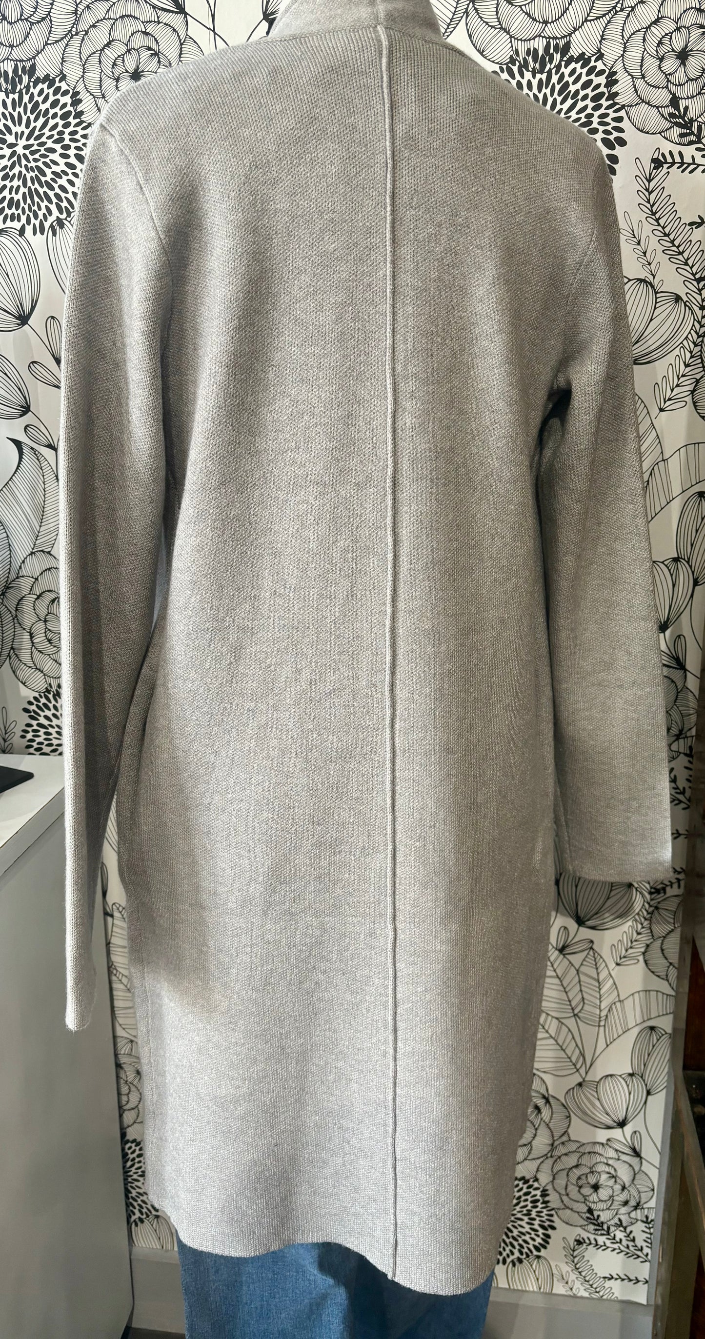Drape Collar Cardigan-Gray