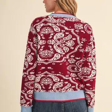 Paisley Button Down Sweater Cardigan