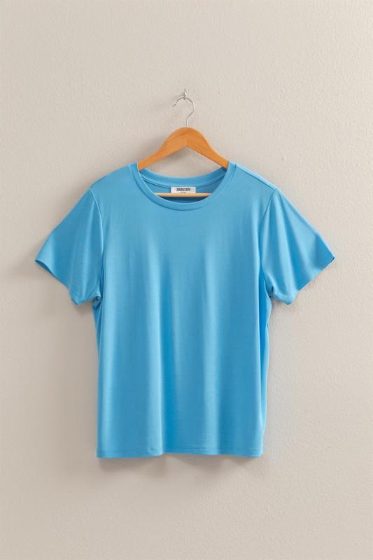 Modal Crew Neck Tee-Blue