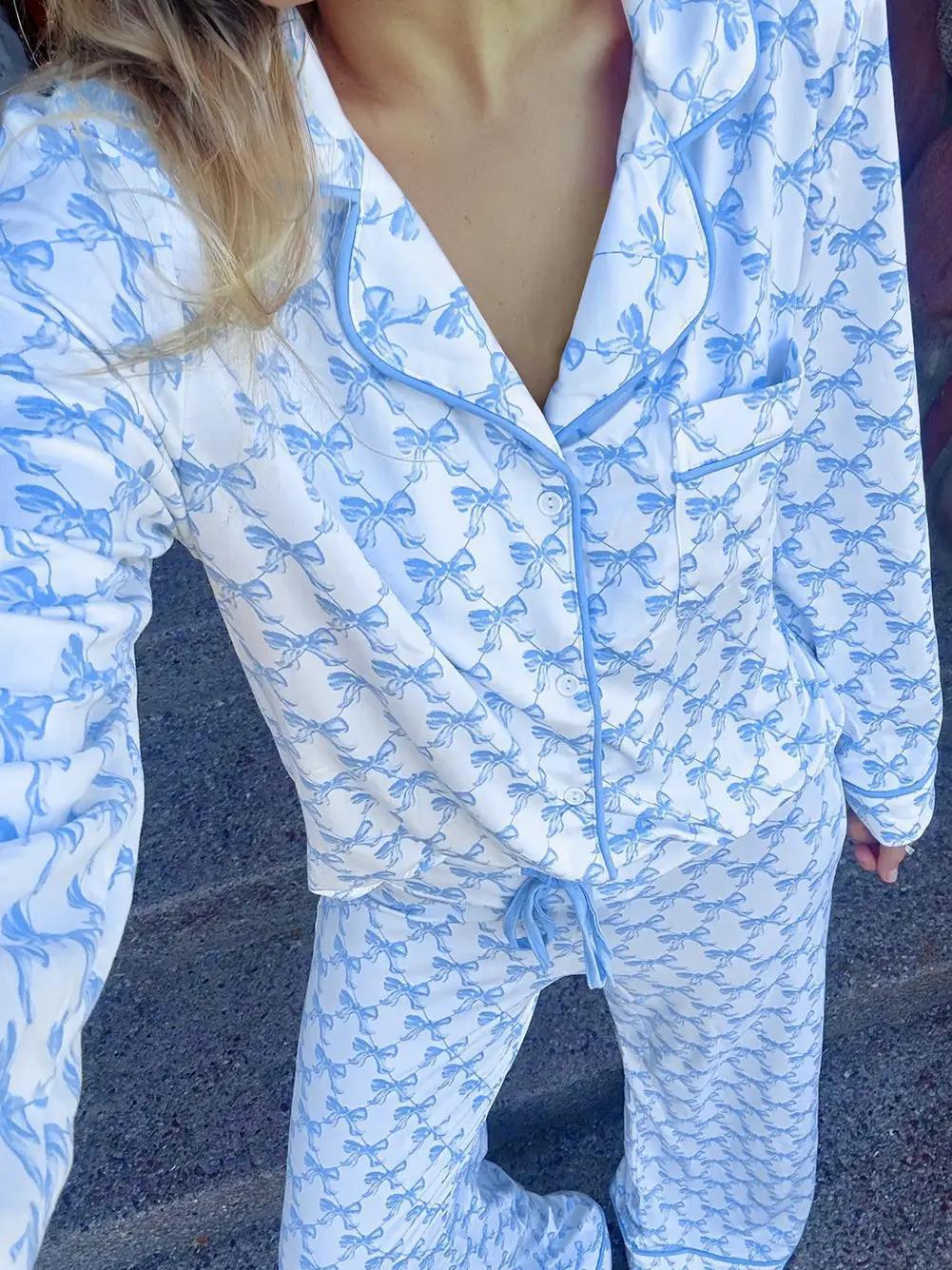 Pretty Blue Bow Pajamas