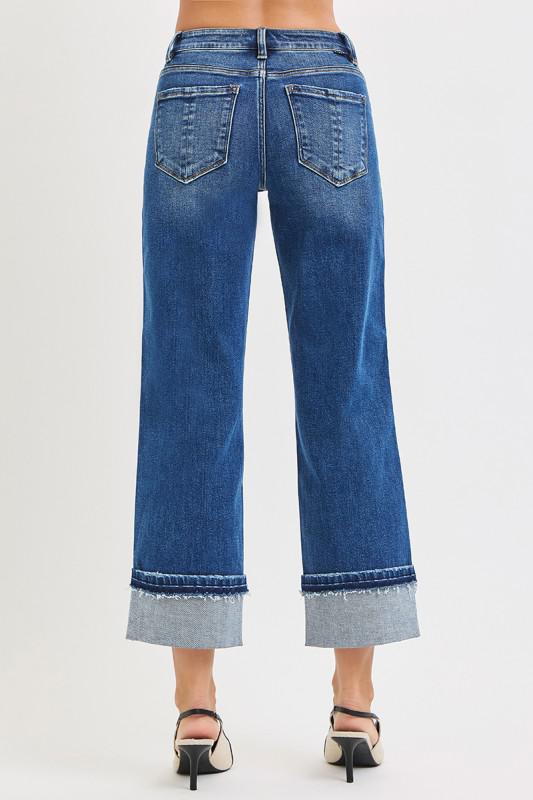 Risen Ankle Straight Cuffed Denim