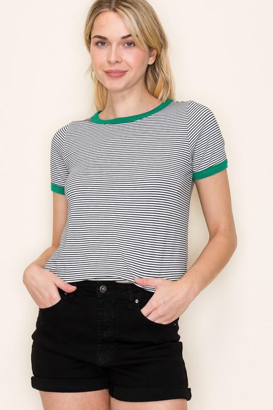 Color Trimmed Pinstripe-Navy/Green