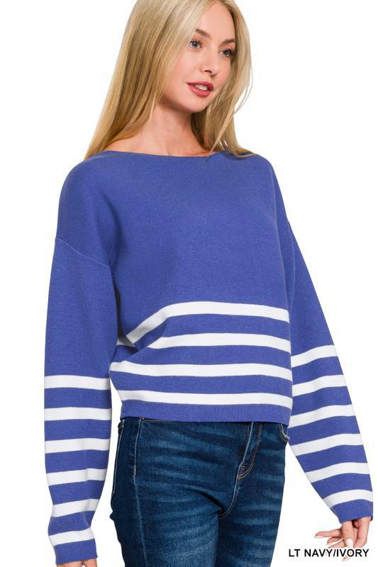 Stripe Long Crop Sweater