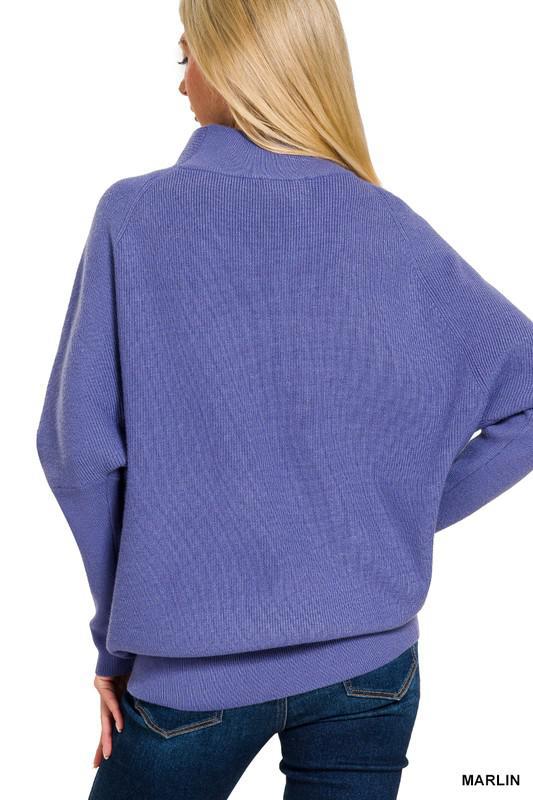 Viscose Dolman Sleeve Mock Neck Sweater
