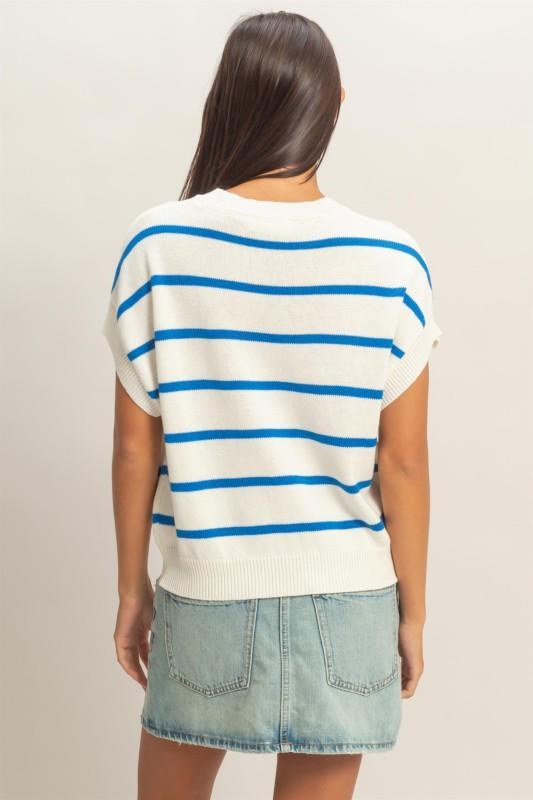 Marine Striped Crew Neck Knit Top
