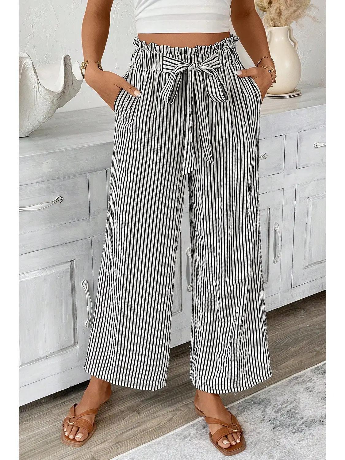 Tie Stripe Loose Fit Pants