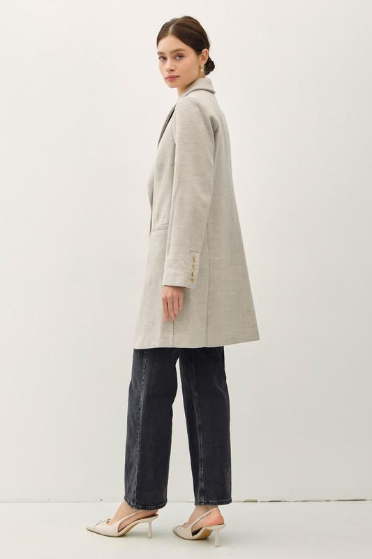 Light Chevron Pattern Double Button Coat
