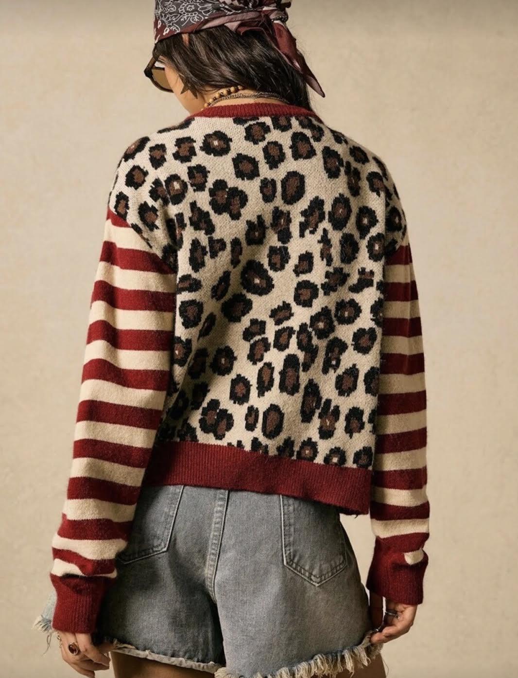 Leopard Stripe Cardigan