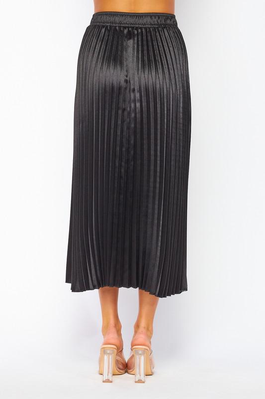 Satin Pleated Maxi Skirt