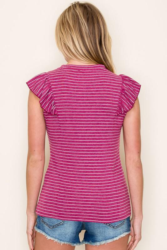 Ruffle Cap Sleeve-Berry