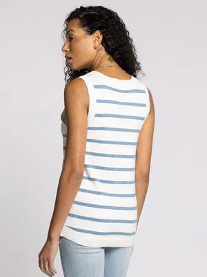 Draper Sweater Button Up Vest-White/Blue