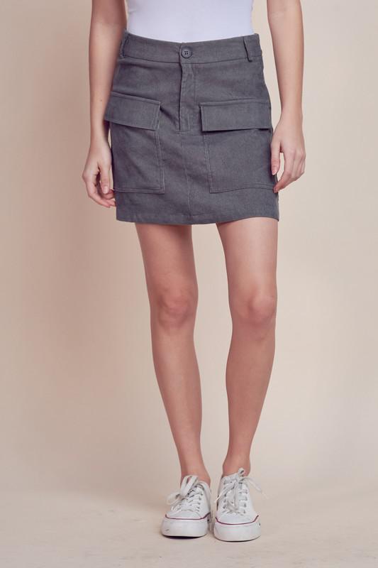 Corduroy Front Pocket Skirt