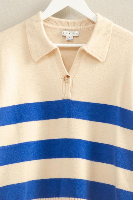 Striped Polo Collar Knit Sweater