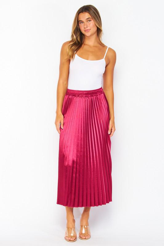 Satin Pleated Maxi Skirt