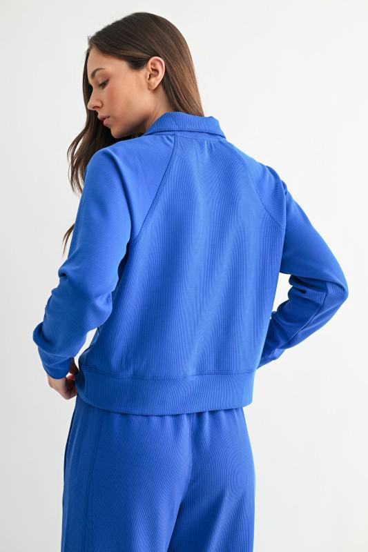 Luxe Sand Wash Rib 1/4 Zip-Cobalt