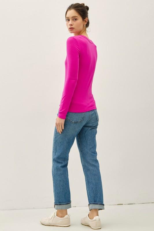 Round Neck Long Sleeve Knit Top