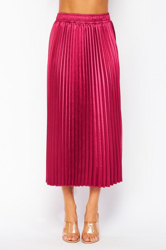 Satin Pleated Maxi Skirt