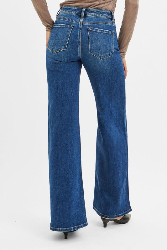 Risen Mid Rise Wide Jeans With Front Patch Pocket