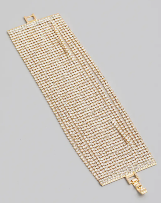 Square Rhinestone Layered Bracelet