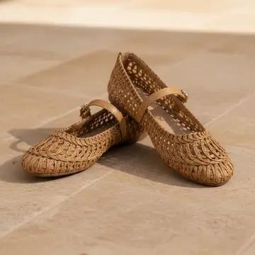 Woven Designed Mary Jane Flat