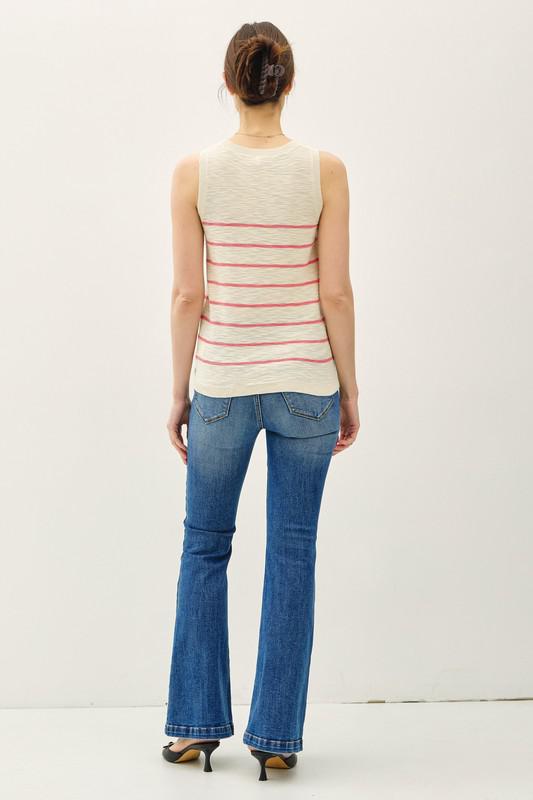 Cotton Slub Striped Knit Tank