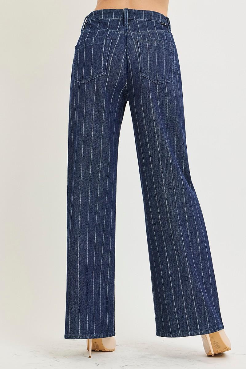 Rise Slouchy Wide Leg Ankle Stripe