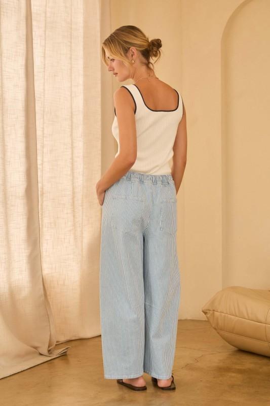 Washed Denim Barrel Pants