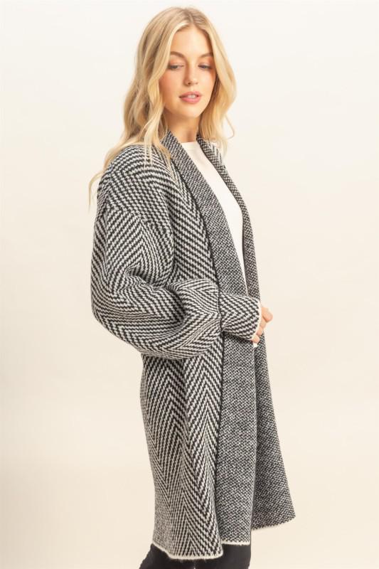 Herringbone Sweater Cardigan