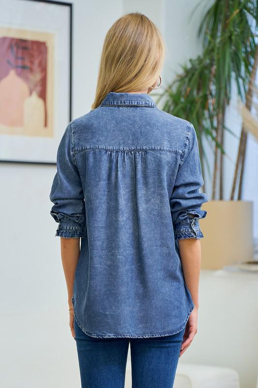 Ruffled Chambray Shirt