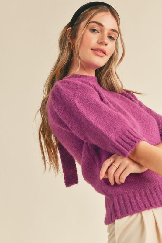 Mock Neck Tie-back Sweater