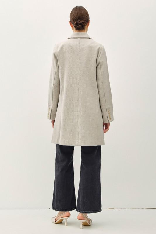 Light Chevron Pattern Double Button Coat