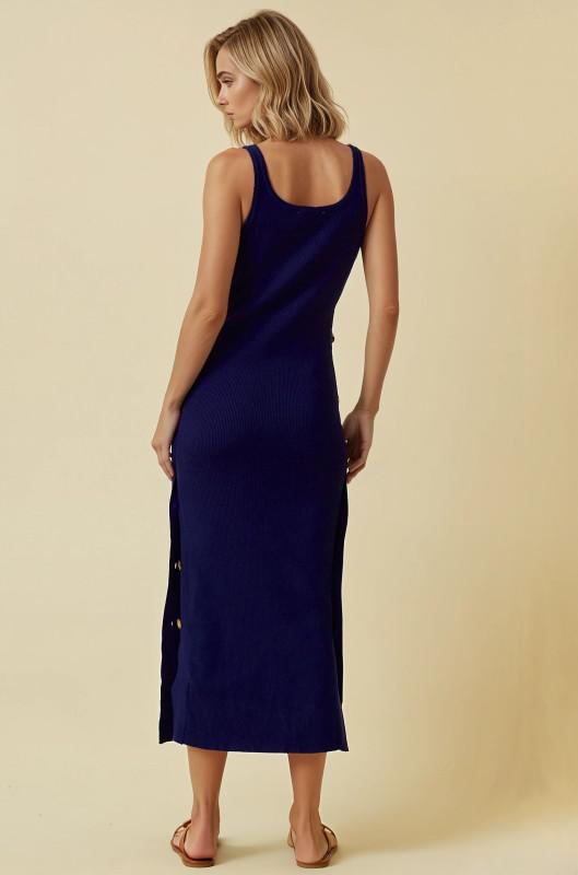 Rib Knit Button Tank Dress
