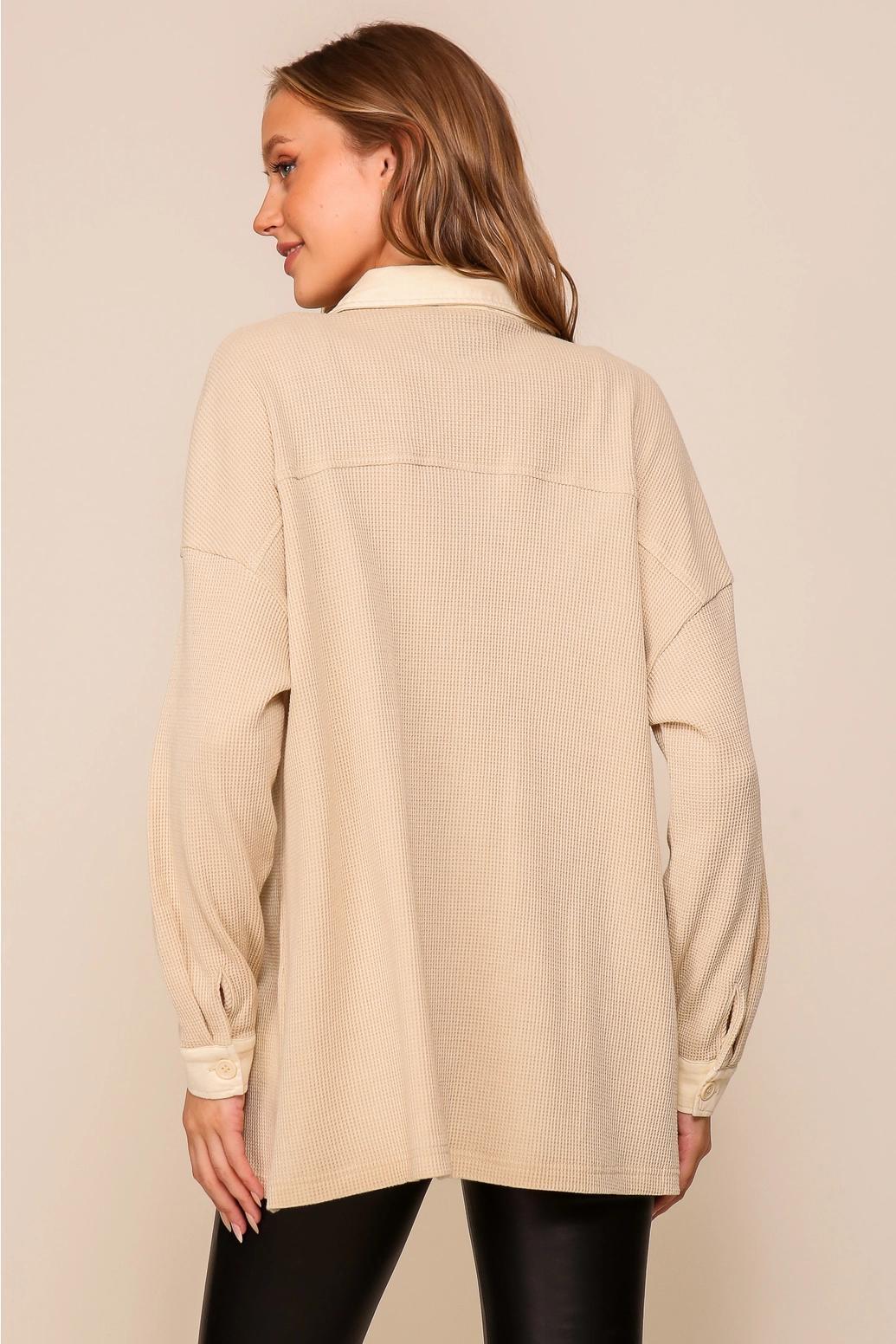 Waffle Knit Pocket Shacket