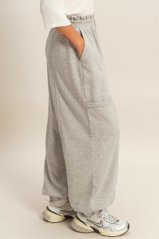 Ruffle Waist Burnout Jogger Pants