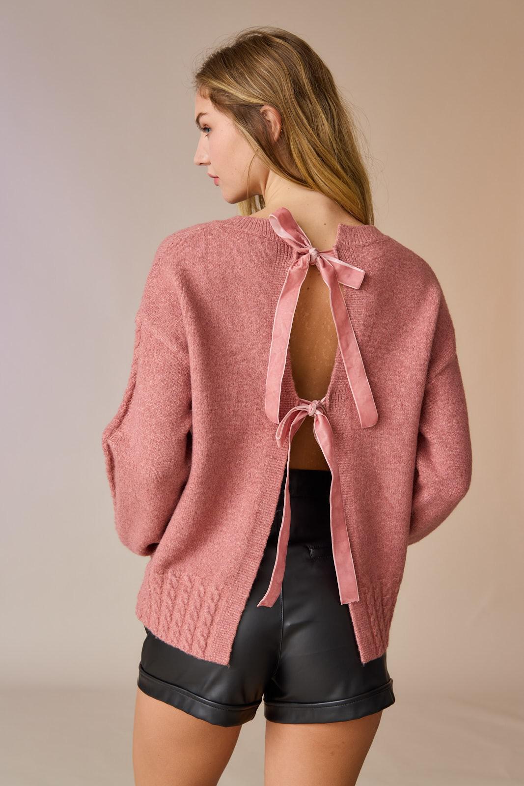 Kennedy Bow Sweater - Dark Mauve