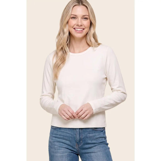 Inner Brushed Basic Solid Jersey Top