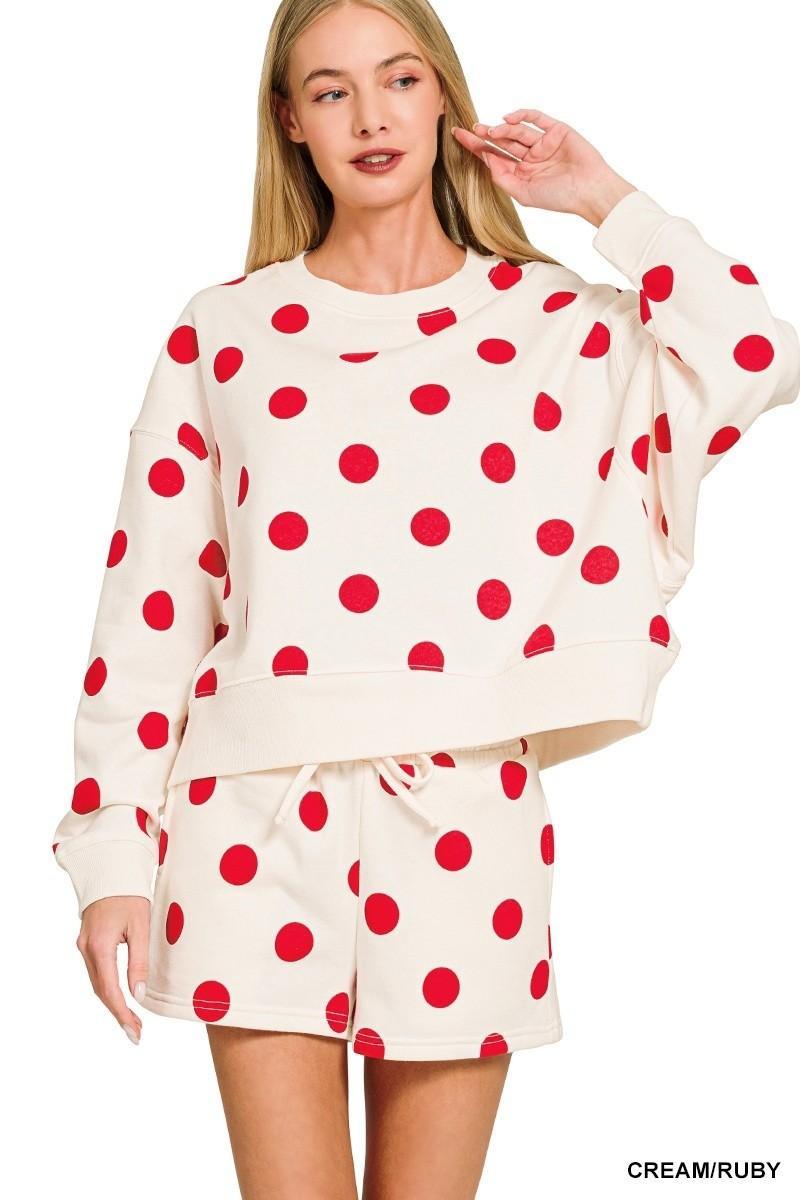Polka Dot Fleece Sweatshirt