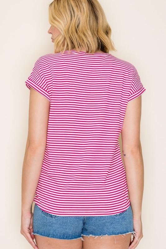 V-Neck Stripe Short Sleeve