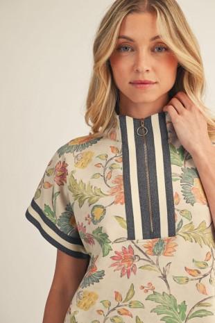 Floral Zip Front