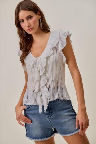 Side Braid Denim Shorts