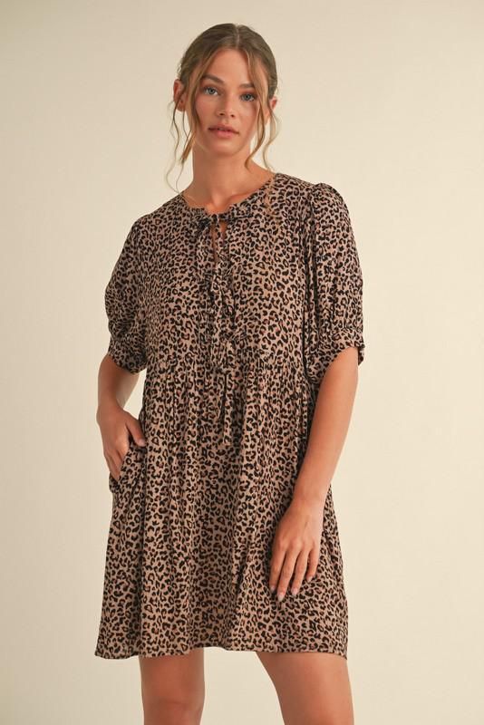 Leopard Printed Tie String Dress