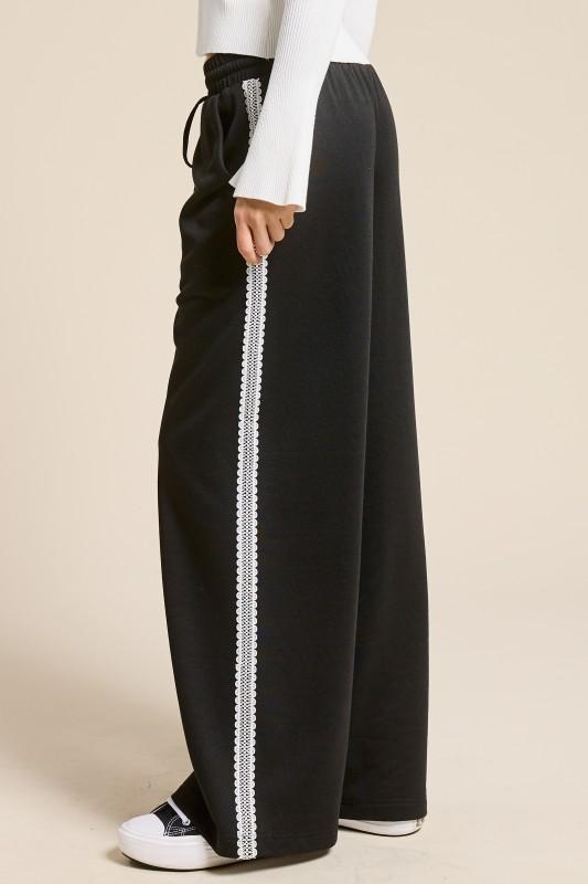 Lace-trim Wide-leg Track Pants